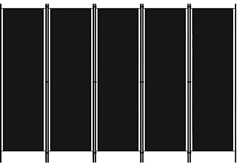 Paravent Raumteiler Innen Vintage 5-teilig Beidseitig Room Divider Wall Raumteiler Stehend Trennwand Sichtschutz Spanische Wand Sichtschutzwand Wohnzimmer Retro, Schwarz 250x180 cm