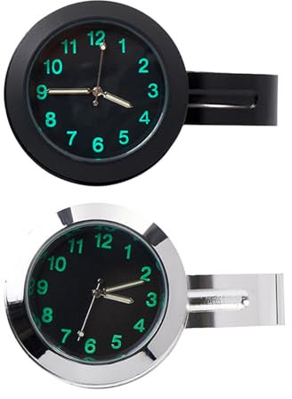 MEGYAD Confezione da 2 orologi da bicicletta per moto da 22-25 mm: orologio da manubrio luminoso con lega di resistenza all'ossidazione per accessori per biciclette neri impermeabili sigillati per stu