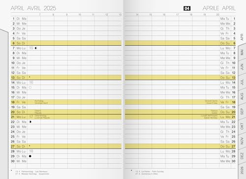 rido/idé Monats-Ersatzkalendarium Modell uni-planer (2025), 2 Seiten = 1 Monat, A6, 32 Seiten, weiß