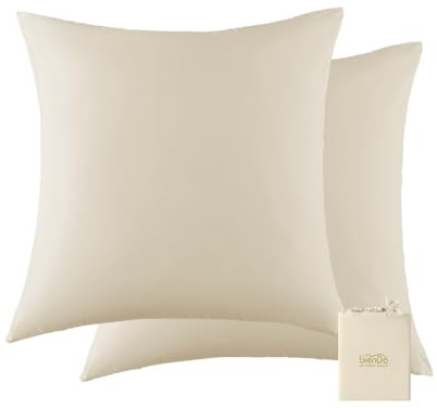 bienDo Kissenbezüge 80x80 cm aus Bambus (Vegane Seide), Silk Pillowcases Alternative, Weich, Glatt, Atmungsaktiv und Hypoallergen, Beige, 2er Set