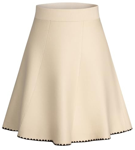 GRACE KARIN Tjocka damkjolar elastisk höst vinter kjol A-linje stretchiga utsvängda kjolar midi blommig kjol, Aprikos, M