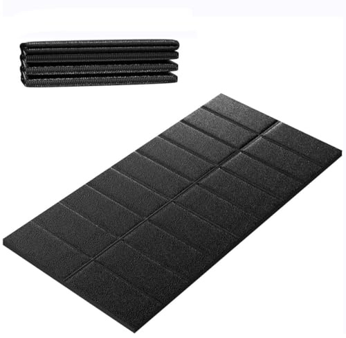Stepwaver Vikbar löpbandsmatta för golvmattor 183 cm x 81 cm, träningsutrustningsmattor för hemmagym, träning, 1/4 tum tjock vattentät halkfri träningscykel mattor golvskydd för inomhusaktivitet