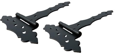 Moni Rustikale Kreuzgehänge 2er SET 100mm-300mm Schwarz Pulverbeschichtet Stahl T-Bänder Dekoration Dekorativ Torscharnier Tor T-Band (200mm)