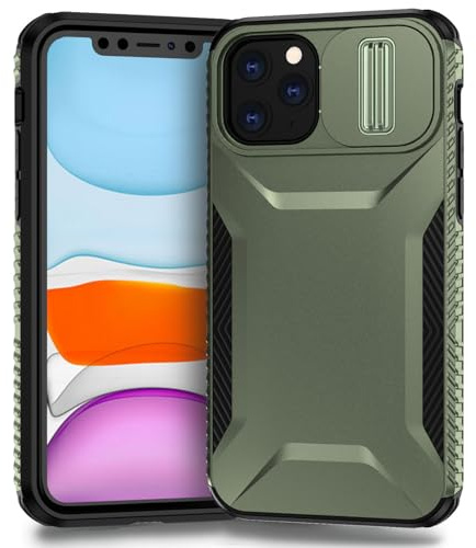 Yerebel Case for iPhone 11 Pro Max Case with Slide Camera Cover, Military Grade Non-Slip Heavy Duty Rugged Shockproof Protective Phone Cover for iPhone 11 Pro Max Green