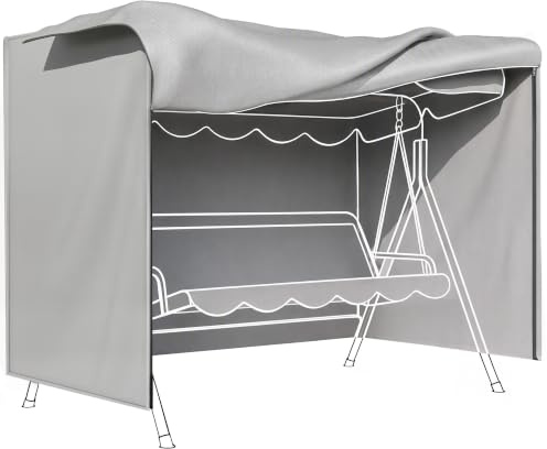 Outsunny Patio Swing Chair Cover 3 Seater 205 x 124 x 164cm Deep Light Grey | 600D Oxford, Heavy Duty, Outdoor Garden Furniture, Rain Protection Protector, Anti-UV
