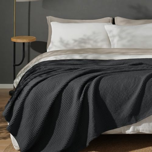PHF Decke aus 100 % Baumwolle, Waffelgewebe, Kingsize, 264,2 x 228,6 cm, leicht, gewaschen, weich, atmungsaktiv, perfekte Schicht für Couch, Bett, Sofa, ästhetisch, elegant, Heimdekoration, Geschenk,