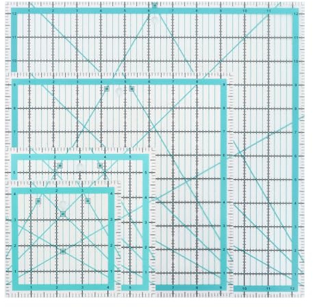 LDXDRU 4 Pack Square Quilting Ruler(4.5/6/9.5/12Inch), Sewing Acrylic Ruler