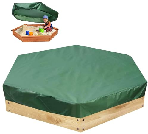 Losxuido Sandkasten Abdeckplane Sechseckige Sandkastenplane Sandkastenabdeckung Plane Abdeckplane Sandkasten Oxford-Tuch mit Kordelzug Abdeckplane staubdicht wasserdicht (230 * 200cm)