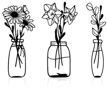 Wanddeko Metall,wohnzimmer wanddekoration,3 Stück Metall Vase Blumen Wandkunst Dekor weibliche metallbilder kunst für die wand, living room decorations