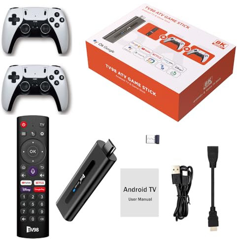 TV Stick con Gioco Dual System H313 2GB RAM 16GB 64G TF 20000 Giochi Ricerca vocale BT5.0 Quad-Core 64bit Dual 2.4G/5G WiFi HDR10+ Ultra USB Smart TV STICK Box Streaming Media
