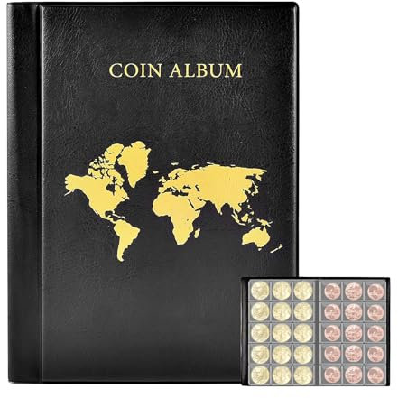 Münzalbum für Euro Münzen 480 Taschen,Münzen Sammelalbum 2 Euro Münzen 33 * 33mm/46 * 46mm,Münzen Aufbewahrung,Coin Collection,Euromünzen Sammelalbum,Münzsammelalbum für Briefmarken,Abzeichen,Pennies