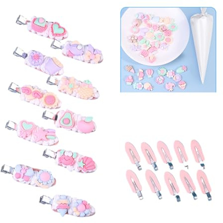 Btgghytr Haarnadel-Set Erstellen Sie Ihre einzigartige Haarspange, Simulations-Creme-Gel-Harz-Zubehör, Haarstyling-Clips für Frauen und Mädchen