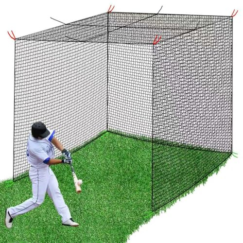 Baseball Batting Cage Nets, 10FT Baseball and Softball Batting Cage Netting for Backyard, Portable Hitting Practice Net with Carabiners & Carry Bag for Home Indoor Outdoor(ONLY NET)