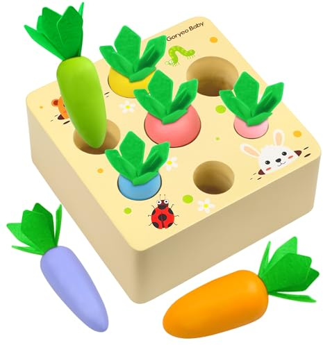 Giocattoli in legno a partire da 1 anno, giocattoli Montessori 2 3 anni, puzzle in legno, raccolta di carote per 12 mesi, giocattolo motorio promuove le capacità motorie del bambino a partire da 1