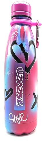 Borraccia Termica in Acciao Inox, SEVEN, 500 ML, Borraccia Scuola Elementare, Sport e Tempo Libero - SEVEN (Cuori)