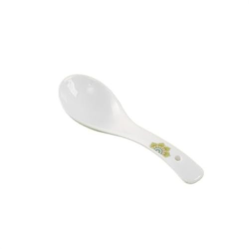 XDAWQP Tablespoons White Ceramic Small Soup Spoon Japanese Rice Spoon Smooth Porcelain Soup Spoon Chinese Stirring Spoon, 1 Piece Serving Spoon,One Color Small