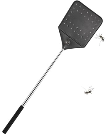 XIAOXIAOYU Matamoscas retráctil con mango de acero | Raqueta de matamoscas de mano, herramienta de captura de vuelos para abejas arañas domésticas