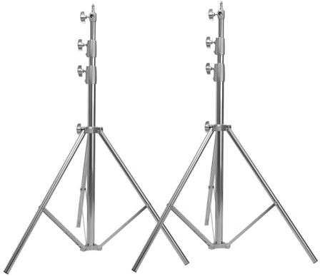 Trípode de Estudio fotográfico de Acero Inoxidable de 2,8 m, Resistente, Soporte Grande y Resistente for softbox de fotografía, Foco LED(Two)