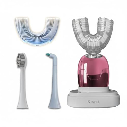 Sunartec 360° U-Shaped Toothbrush, Newupgrade Sonic Electric Toothbrushes for Adults, Multiple Brush Heads Options, IPX7 Waterproof, 360° Cleaning Suitable for People with Limited Mobility