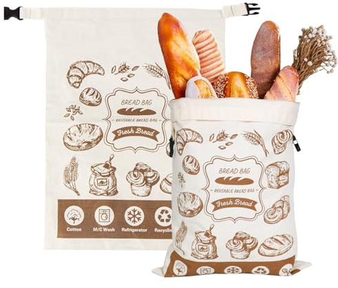 Bolsa Pan, Bread Box para Guardar Pan, Decorar, Almacenar y Regalos de Inauguración, CestaPan 42 * 32cm, Guardar el PanReutilizable, Cesta dePan con Mosquetón, Bread Storage Bagar, 1 Ud