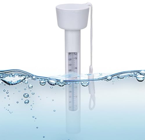 Termómetro para Agua, Medidor para Estanques de Lectura Fácil con Cuerda, Termómetro Flotante 0-50℃ para Agua Accesorio para Piscina Acuario Spa Casa Interiores Exteriores Lago Natación