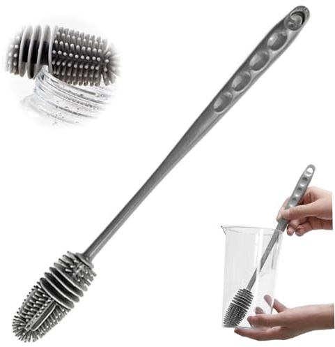 Brosse de Nettoyage pour Bouteille d'eau 11 Brosse pour Bouteille en Silicone Flexible à 360° avec Long Manche Résistant aux Rayures Passe au Lave-Vaisselle pour Les Petits récipients à col étro