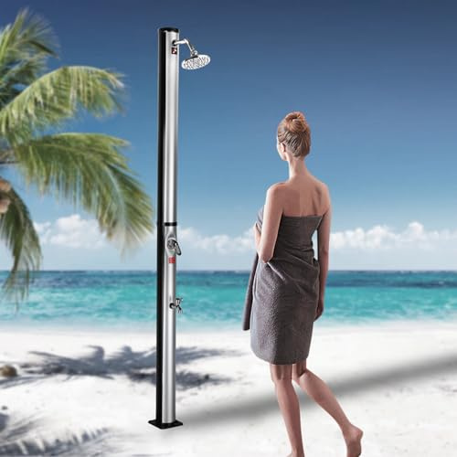 Douche Extérieure Chauffée Solaire Autoportante avec Température Réglable Et Lave-Pieds for Piscine Jardin Plage