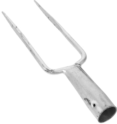 Toyvian Fourche de Jardin à Deux Dents en Acier Robuste, Tête sans Manche 2 Dents, Outil Manuel pour Désherber, Creuser et Aérer Le Sol, pour Parterres de Fleurs et Potagers, Compatible