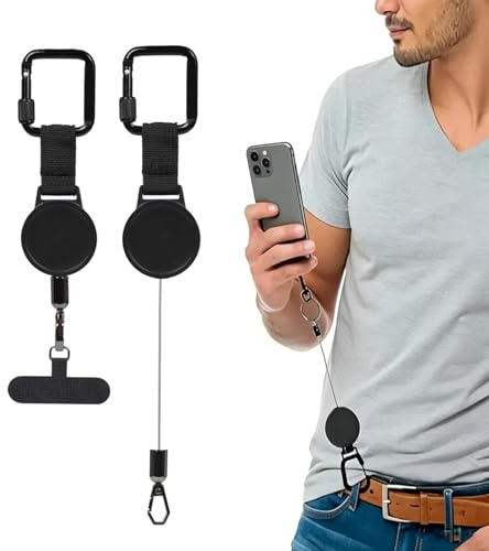 Ruidawin Retractable Phone Lanyard, 2 Pack Anti-Theft Phone Strap with Retractable Phone Tether Phone Clip for Skiing Compatible Most Smartphones, for Outdoor Hiking Cycling