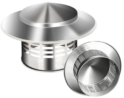 Comignolo Antipioggia con Retina Copertura Terminale Canna Fumaria in Acciaio Inox Cappuccio per Camino Tondo Scarico Fumi Copertura Camino per Tetto Fornaci Esterne(220mm)