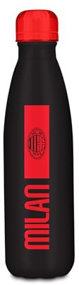 Seven Borraccia Milan, Nero, 500 ml, Acciaio Inox, BPA free, Ermetica, Tenuta Stagna, A prova di perdite, Caldo 12h/Freddo 24h, Scuola, Sport, Viaggi, Per ragazzi, Idea regalo tifoso