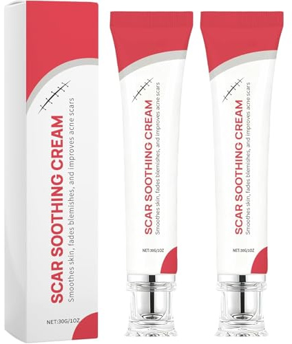 CleJoy Scar Soothing Cream & Smoothing Cream for Scars - Gentle Care for Sensitive Skin, Helps Improve Appearance of Scars, Reduces Redness, Lightweight Non-Greasy Formula（2 PCS）