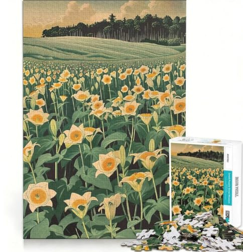Puzzle de 1000 pièces Fleurs de lys Blancs, Jeu Manuel, Cadeau d'anniversaire, présent Unique pour Un Anniversaire ou Noël 38x52cm