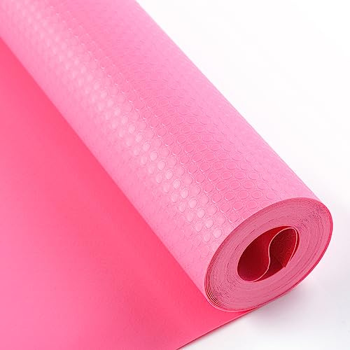 Bloss Shelf Liners，Non Adhesive EVA Drawer Mat Liners Roll for Bathroom,Kitchen,Desks,Deco Shelves 17.7×177 inch-Pink