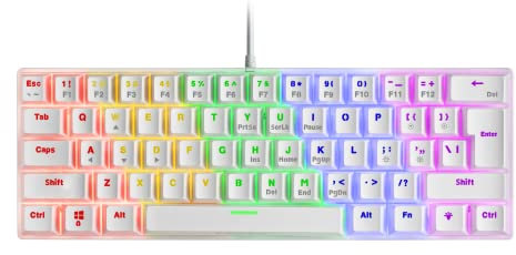 Mars Gaming MK60 Bianco, Tastiera Gaming Meccanica FRGB, Antighosting, Switch Meccanico Marrone, Lingua US