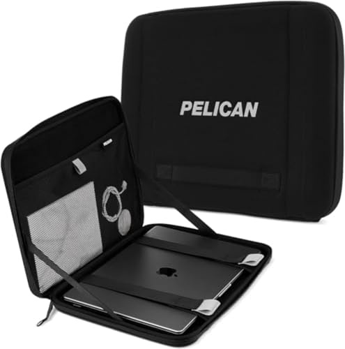 Pelican Ranger-serien, laptopväska/fodral, 40 cm, svart [elastiskt bärhandtag] [säkert blixtlåslås] vattentåligt och slitstarkt laptopfodral för MacBook Pro 16, Air, iPad Pro, HP, Stealth Black, 16