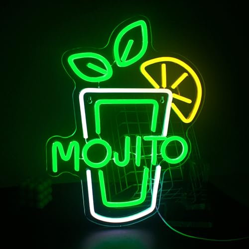 SIGNSHIP Letrero de neón mojito verde cerveza Bar arte del hogar USB LED letrero de neón dormitorio oficina hotel bar Sala de entretenimiento pared arte decoración de luces nocturnas
