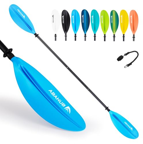 Abahub Pagaia Kayak 220 cm a 240 cm Regolabile Alluminio Doppia Remi Kayak Paddle Pagaie da Kayak con Paddle Line per Kayak Barca a Remi Canoa Nero/Bianco/Blu/Verde/Arancione/Giallo/Turchese