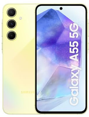 Samsung Galaxy A55 5G, Factory Unlocked Android Smartphone, 128GB, 8GB RAM, 2 day battery life, 50MP Camera, Awesome Lemon, 3 Year Manufacturer Extended Warranty (UK Version)