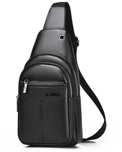 A-QMZL Borsello Uomo Tracolla Zaino Monospalla Uomo Pelle Borsa a Tracolla Uomo Piccolo Impermeabile Spalla Sling Bag Piccolo Crossbody Bag (nero 1)