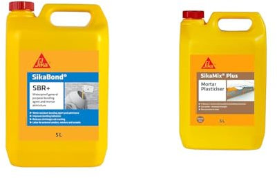Sika SikaBond SBR+ Waterproof Bonding Agent and Admixture for Mortar with SikaMix Plus Chloride-Free Plasticiser - Improves Adhesion