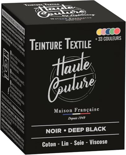 Haute Couture Schwarz Textilfarbe - 350g - Tiefscharw - Alles-in-Einem - Fertig zur Anwendung für Kleidung und Stoffe
