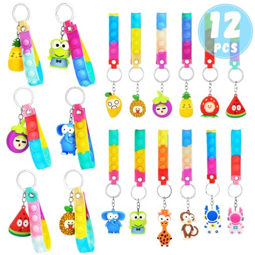 Coicok 12 Pezzi Portachiavi per Bambini, Gadget Compleanno, Silicone Mini Portachiavi, per Tutte le Età, Ideali per Compleanni, Feste, Regali