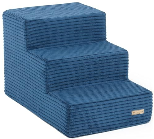 Scaletta scale 3 gradini per cane gatto animali domestici poliuretano leggera (colore: blu scuro (velluto a coste))