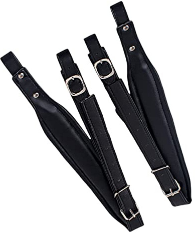 WHAMVOX Schultergurt aus Leder und Metall Verstellbarer Akkordeon Schwarzer Praktisch zum Üben und Auftritt Komfortable Lederbänder für Bass Akkordeon