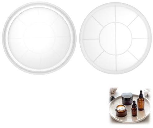 QWORK® Silikonform Tablett, 22.5 cm Silikonform Tablett Rund, Vielseitige DIY Silikongießform, für Untersetzer, Schmuckteller und Mehr