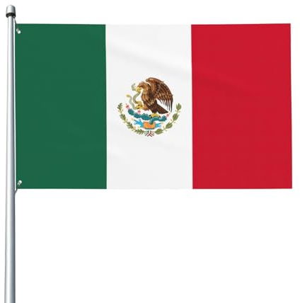 Drapeau du Mexique imprimé Drapeau de jardin 1 face 89,9 x 152,4 cm Drapeau décoratif extérieur