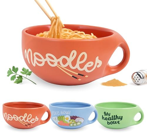 Fisura – Cuenco ramen “noodles”. Bowl ramen original. Cuenco de sopa japonés de 680 ml. Bowl noodles de cerámica. Tazón para sopa de fideos, Pho, Udon y Soba. 19,5 cm x 8,5 cm