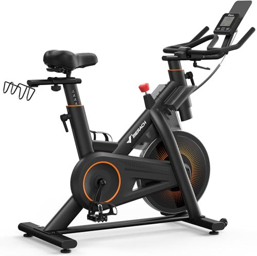 MERACH Heavy Duty Magnetic Exercise Bike with 30% Heavier Flywheel | 50% Enhanced Training Efficiency, 350 lbs Weight Capacity - Exclusive APP Customization Plans & LCD Display Indoor Spin Bike​