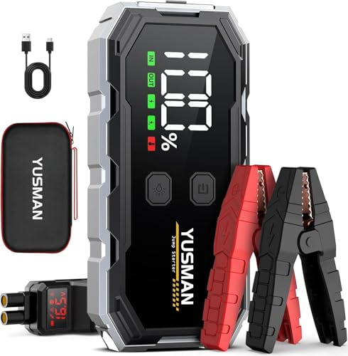 YUSMAN Booster Avviamento Auto - 5000A Portatile Avviatore Batteria Auto per 12V (fino a 7.0L Gas/5.5L Diesel), Avviatore di Emergenza, LED, QC3.0,Starter Batteria